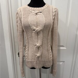 Elegant Cable Knit Sweater - Beige